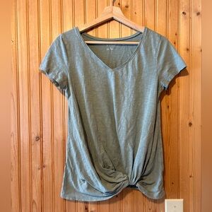 Women's V-Neck Twist Front Top - Green